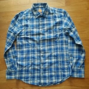 Boss Blue and White Plaid Flannel Casual Shirt